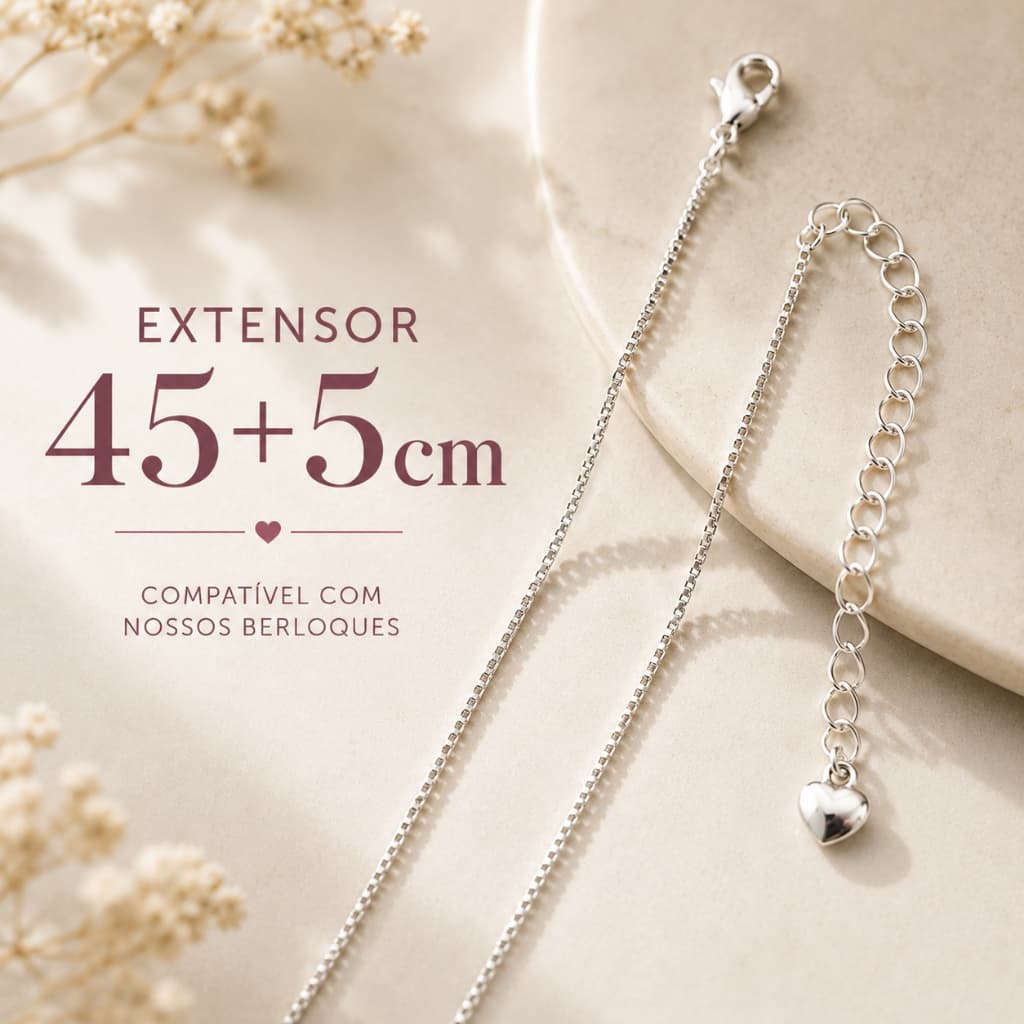 Corrente Veneziana Feminina Ajustável Correntinha Colar 45cm com extensor 5cm
