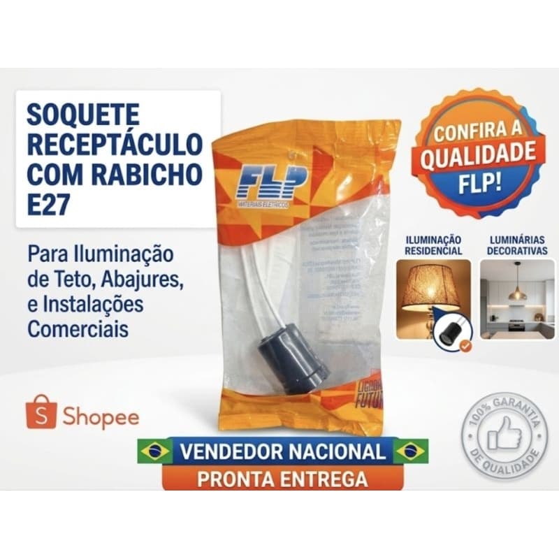 SOQUETE PARA LAMPADA COM RABICHO DE FACIL INSTALAÇÃO