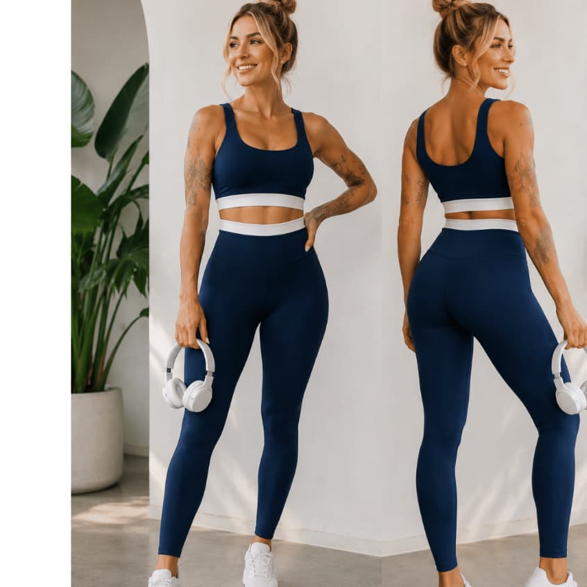 onjunto Fitness Treino Feminino Top e Calça Perfeito Tecido Premium Cintura Alta Esportes
