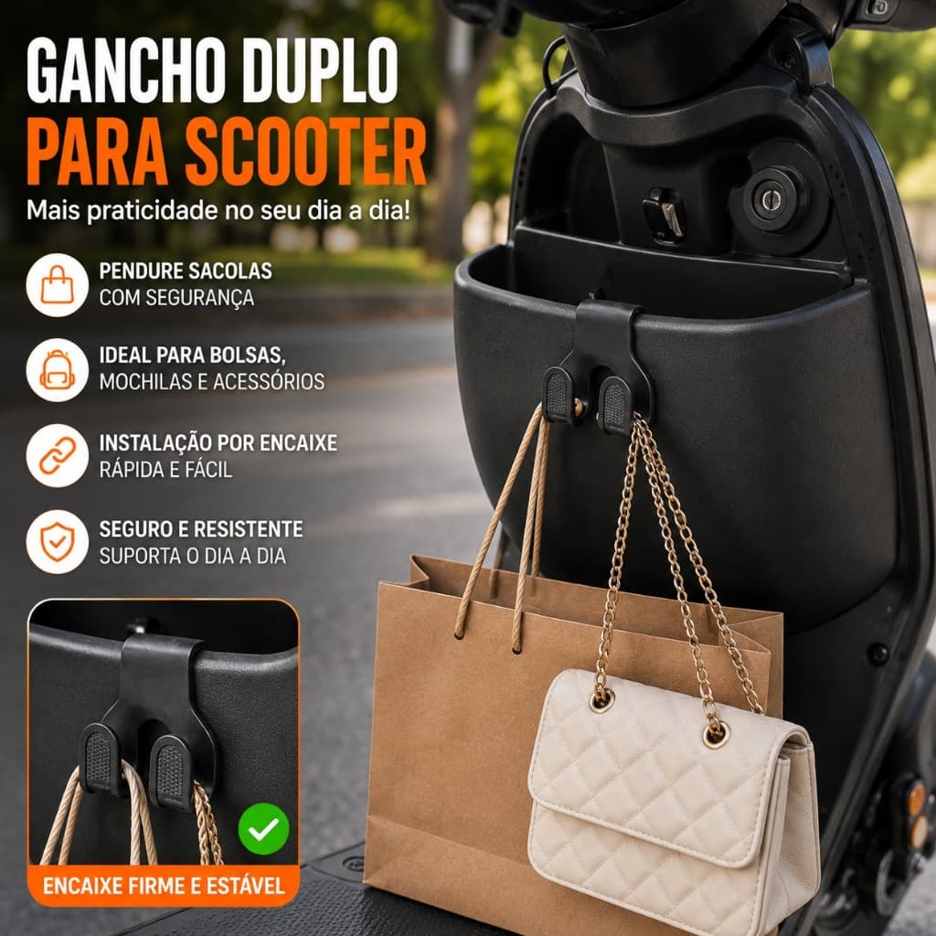Gancho Multifuncional para Moto Scooter Elétrica Suporte para Capacete Bolsa Sacolas ABS Reforçado