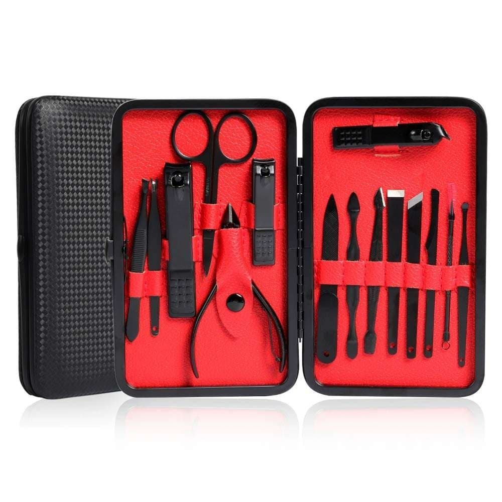 Kit Manicure Pedicure 24/15 Peças Profissional Alicate Cutícula Cortador Unha Tesoura Estojo Portátil, unhas em gel