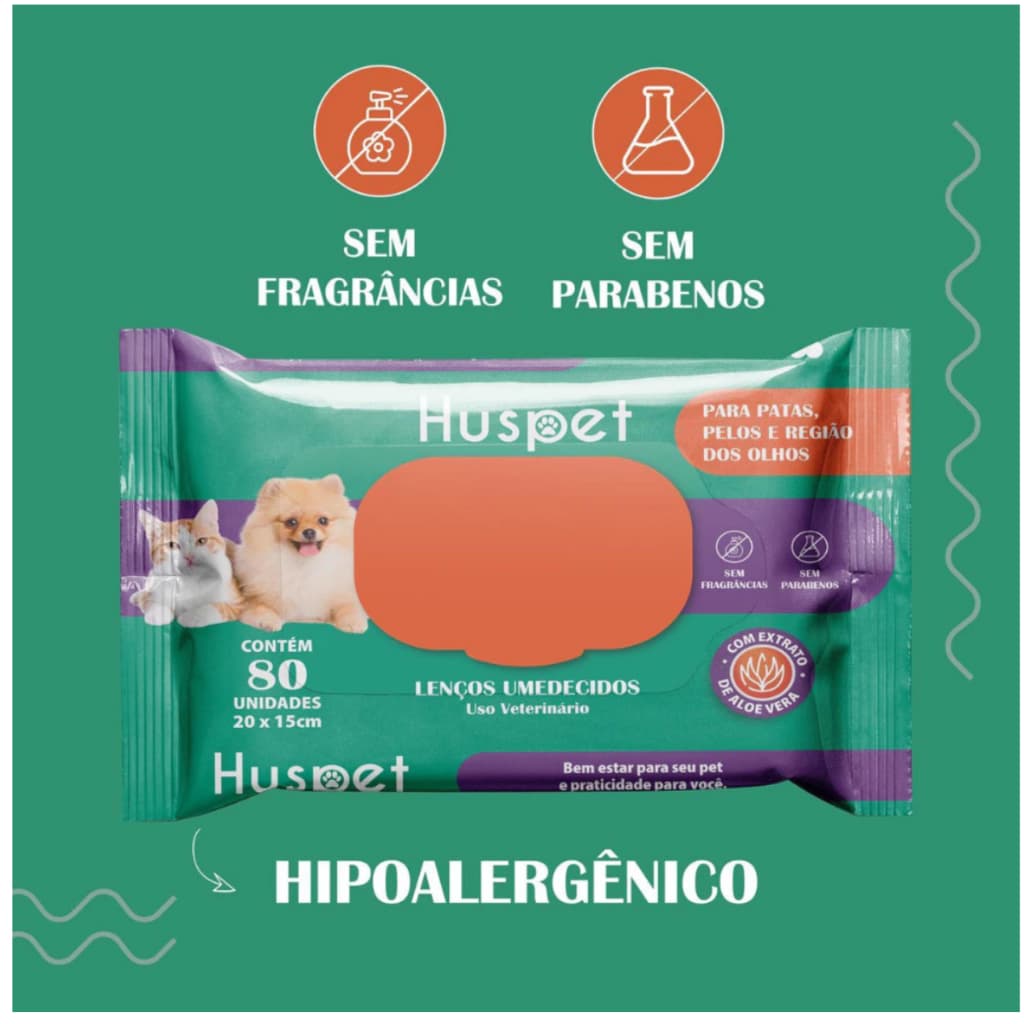 lenco umidecido huspet com 80 folhas