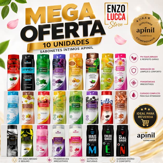 Kit 10 und Sabonete Íntimo Apinil — PODE ESCOLHER - Revenda Atacado | Higiene Feminina
