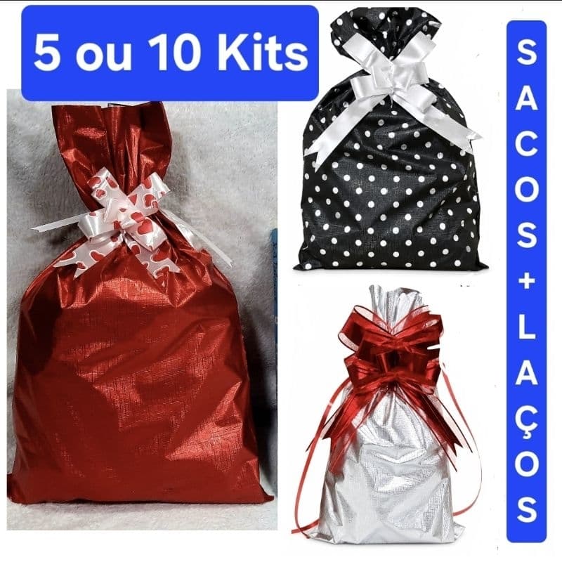 Embalagem Presente 5 - 10 Soft Texturizado  25x37cm Com Laços