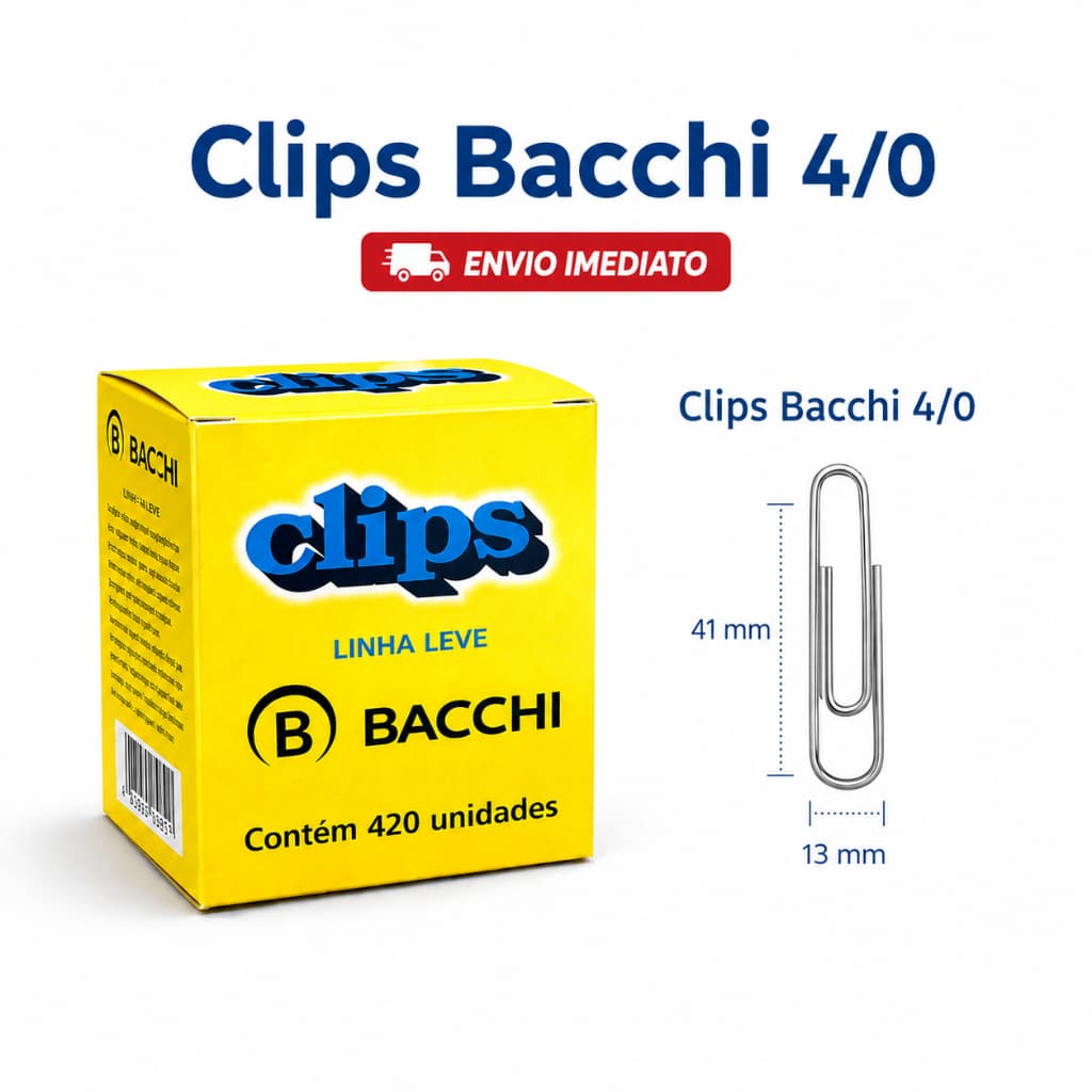 3 Caixas Clips de Papel Bacchi Clipe Metálico Resistente Uso Escritório Escola Retorno Aulas
