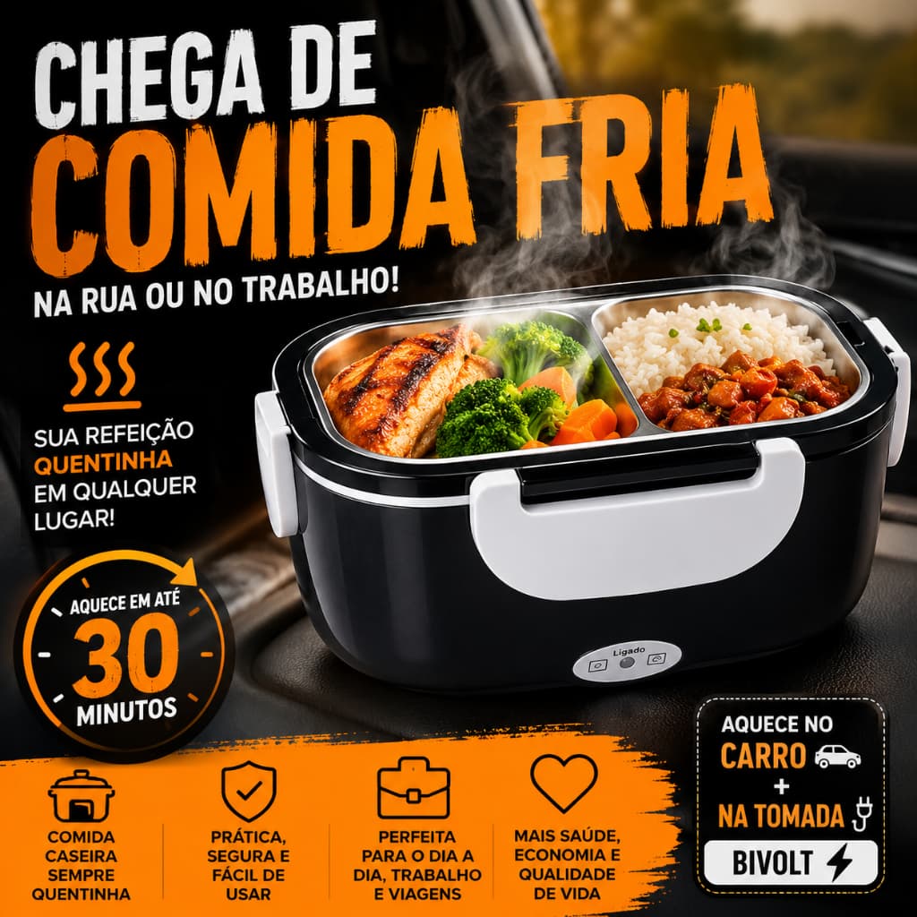 Marmita Elétrica Bivolt 1,5L Térmica Portátil para Carro Caminhão e Casa Aquecimento Rapido