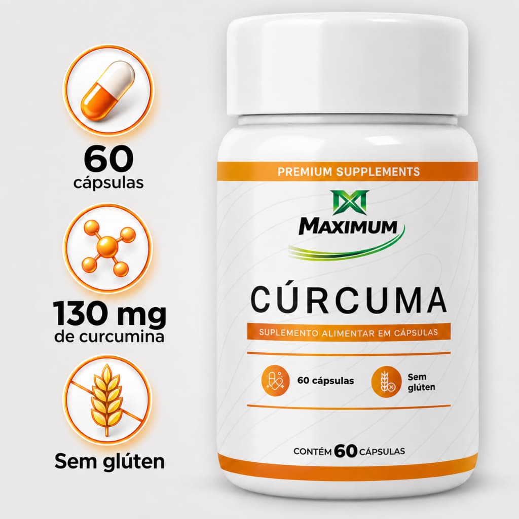 Curcuma Curcumina Maximum 60 Cápsulas Sem Glúten Suplemento Alimentar