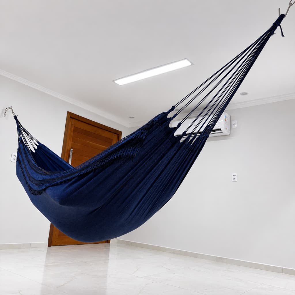 Rede de Dormir Casal Descanso Reforçada Grande Gigante Jeans Algodão