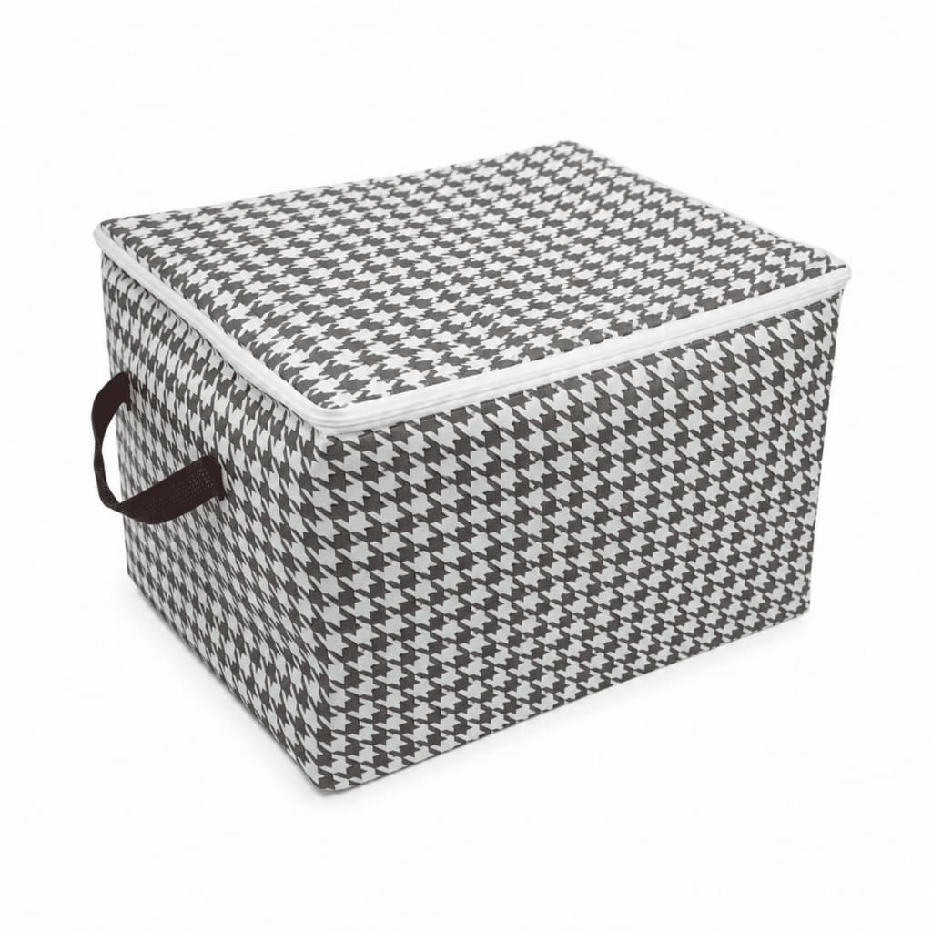 Cesto Organizador Grande 9 kg 35 Pçs de Roupa Multiuso Roupas Casa Preto e Branco Quadricular
