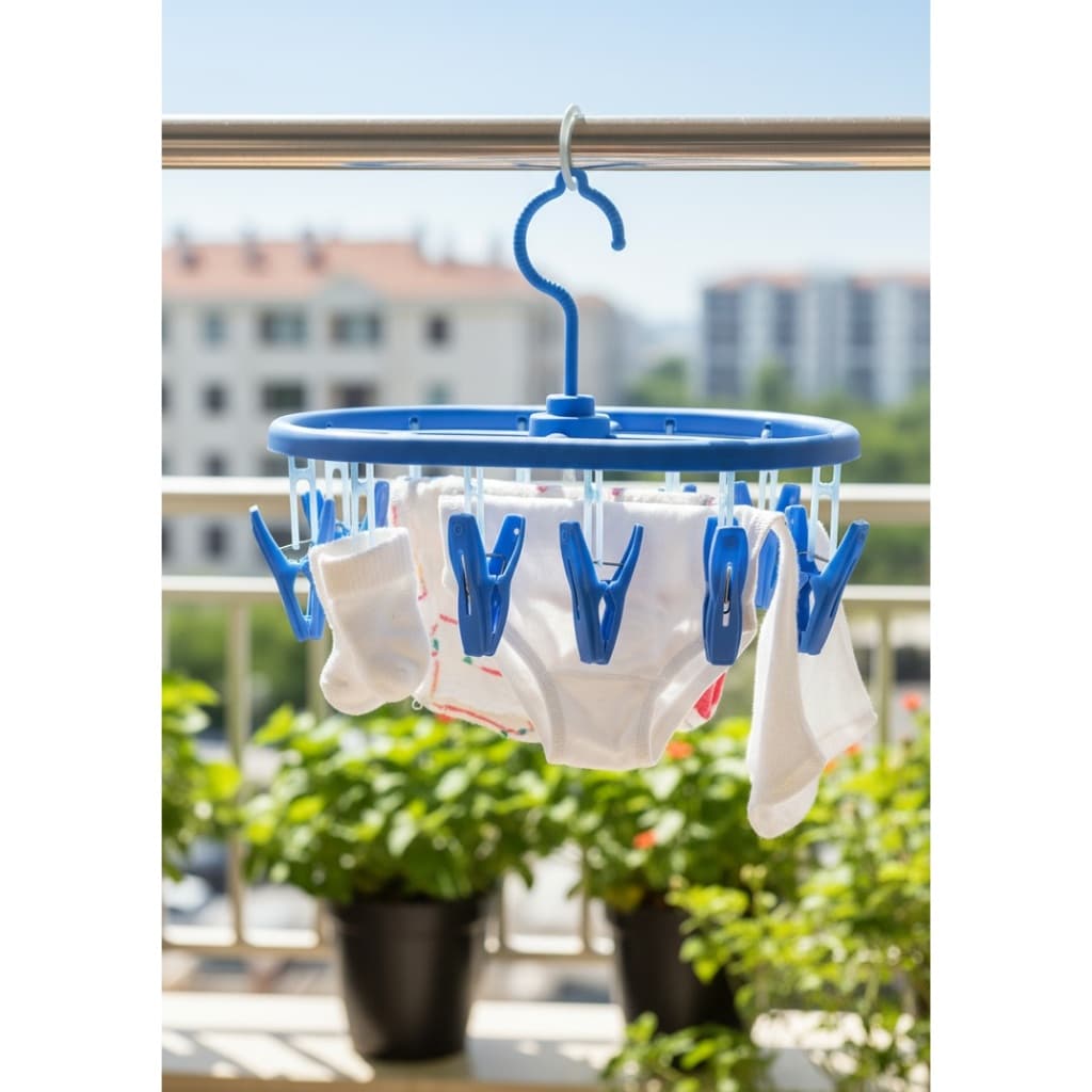 Varal Oval 10 Prendedores Cabide Multiuso Meias Roupas Intimas Compacto