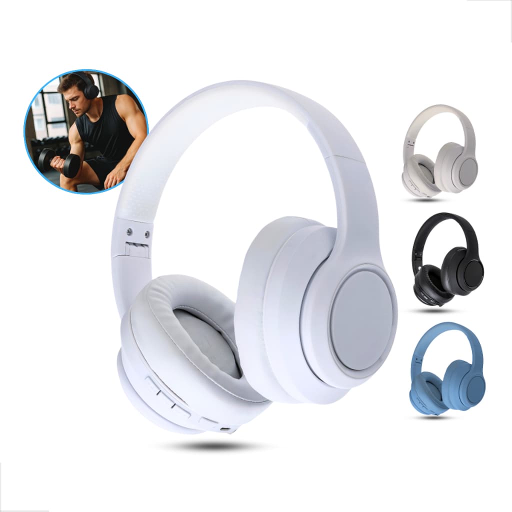 Fone de Ouvido Headphone Sem Fio Bluetooth 5.3 Headset Estéreo Academia Wireless Redução de Ruído Com Microfone Dobrável
