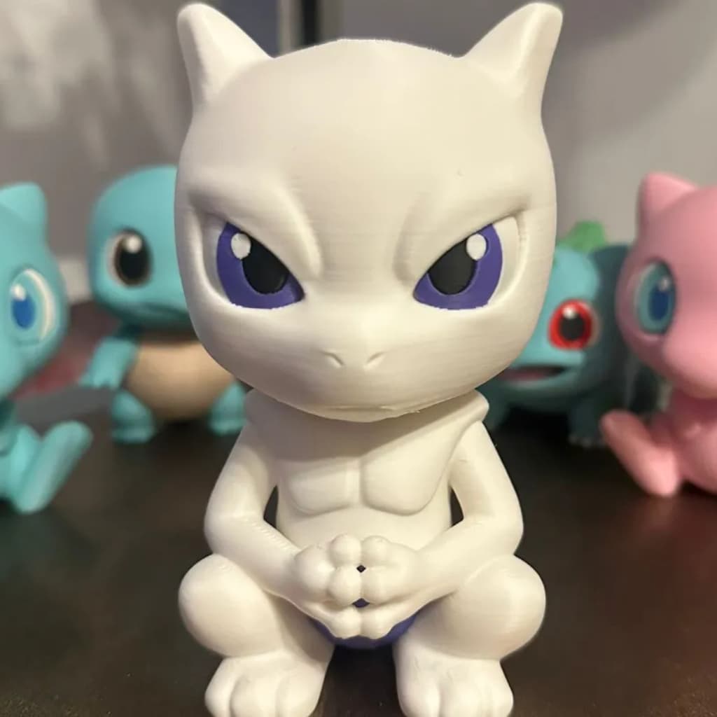 Miniatura Mewtwo Pokémon Chibi Impressão 3D Action Figure Colecionável Decorativo