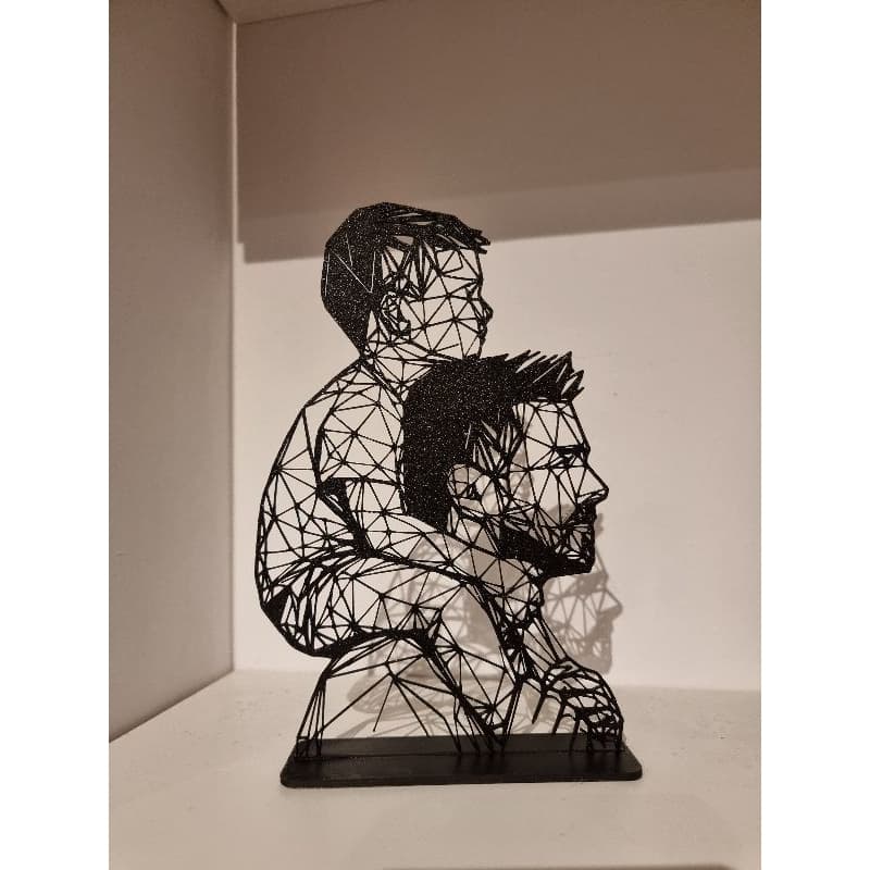 Escultura Pai e Filho Low Poly Decorativa  | Presente Criativo Dia dos Pais