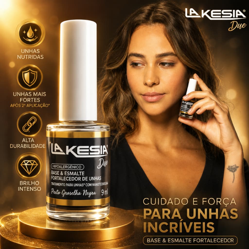 Lakesia Duo Esmalte Fortalecedor 9ml Cor Preto Groselha Negra-VAL 03/27