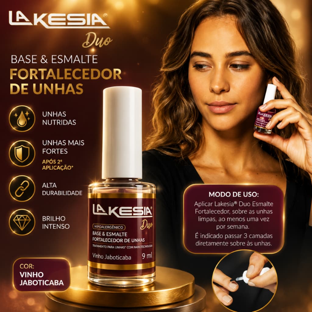 Esmalte Lakesia Duo Vinho Jabuticaba Fortalecedor 9ml-val 02/27