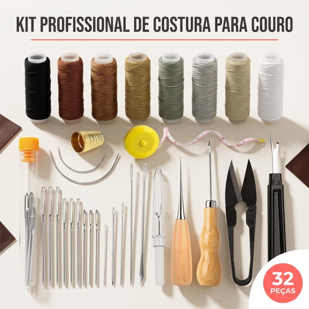 32 Peças Ferramentas Perfurador De Couro Kit De Costura Ferramentas Artesanais De Couro Faça Você Mesmo