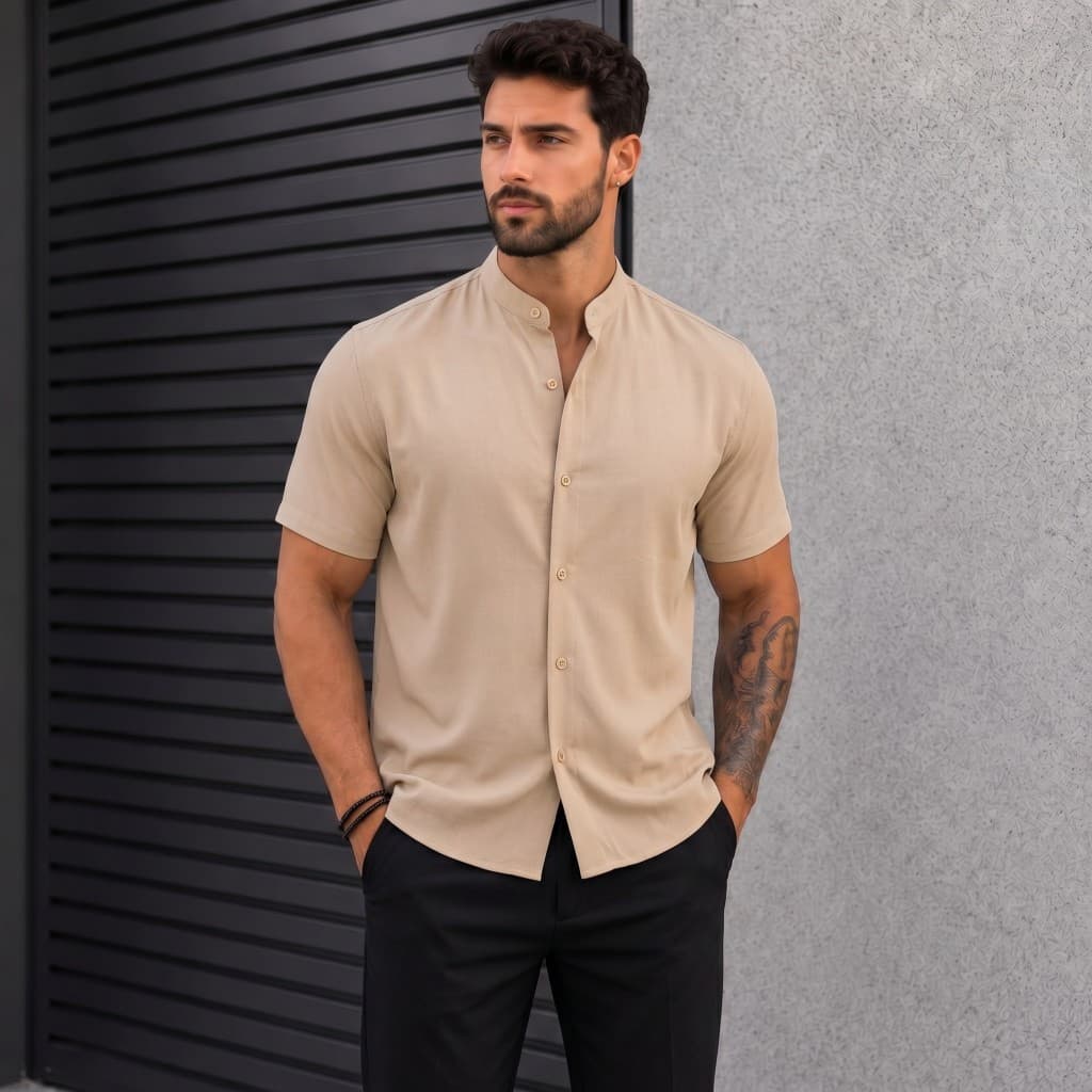 Camisa Masculina Viscolinho Com Gola