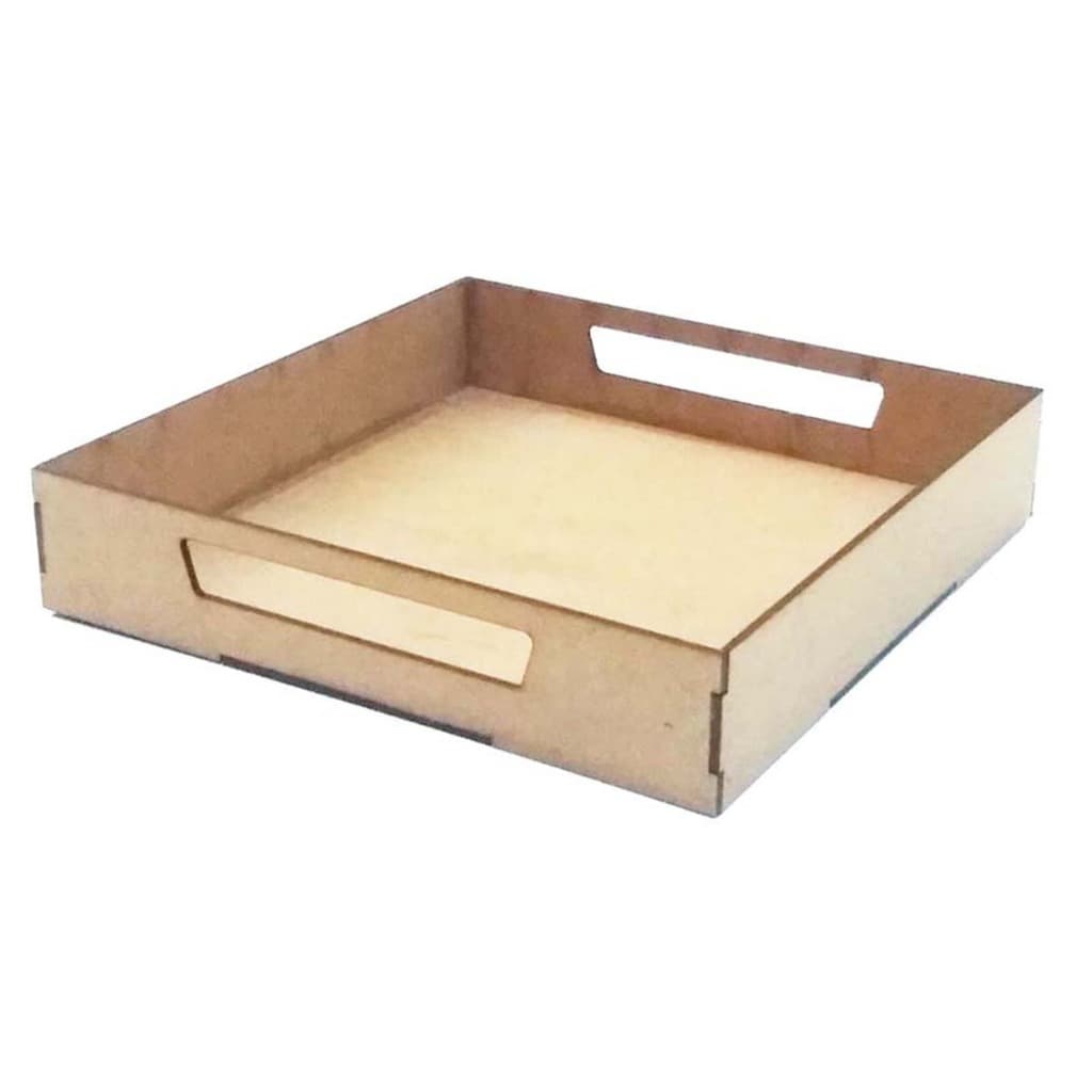 Kit 5 bandeja cestinha 25x25 cm mdf cru cesta decoração cenario festa café presente artesanato doce