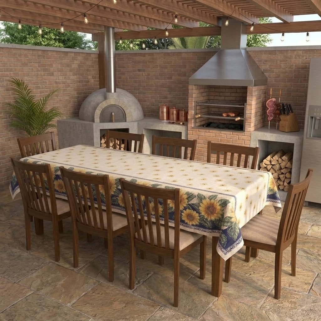 Toalha Forro de Mesa Linho Premium Girassol Retangular 10 Lugares 3,00 X 1,50 para Sala, Cozinha e Áreas