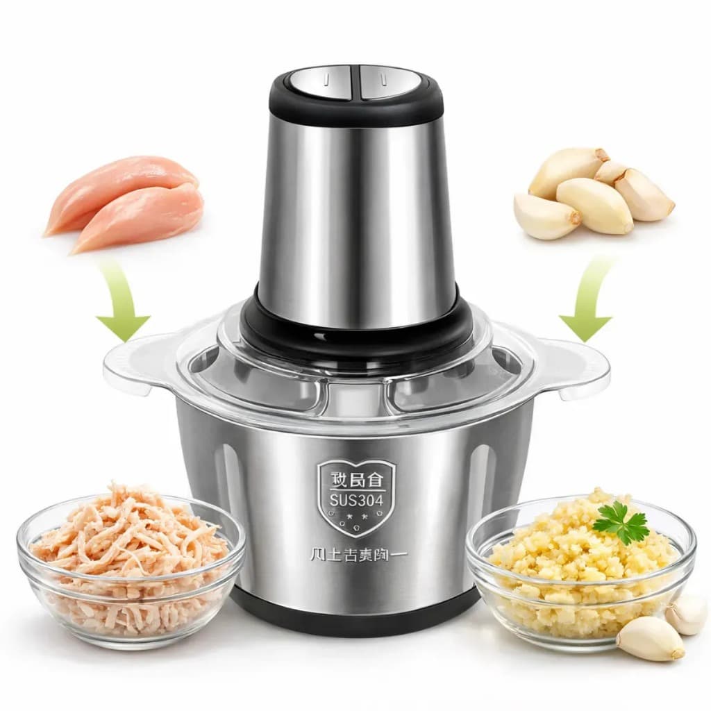 Multiprocessador E Triturador De Alimentos Elétrico Picador de 2 Litros Inox Moedor de Alimentos Cortador de Carne