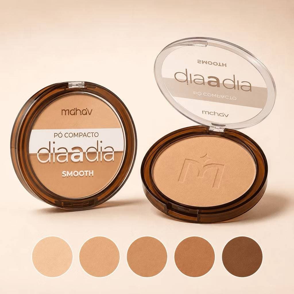 Mahav Pó Facial Compacto Smooth Mahav Dia a Dia 10g Efeito Natural Controle da Oleosidade Acabamento Suave
