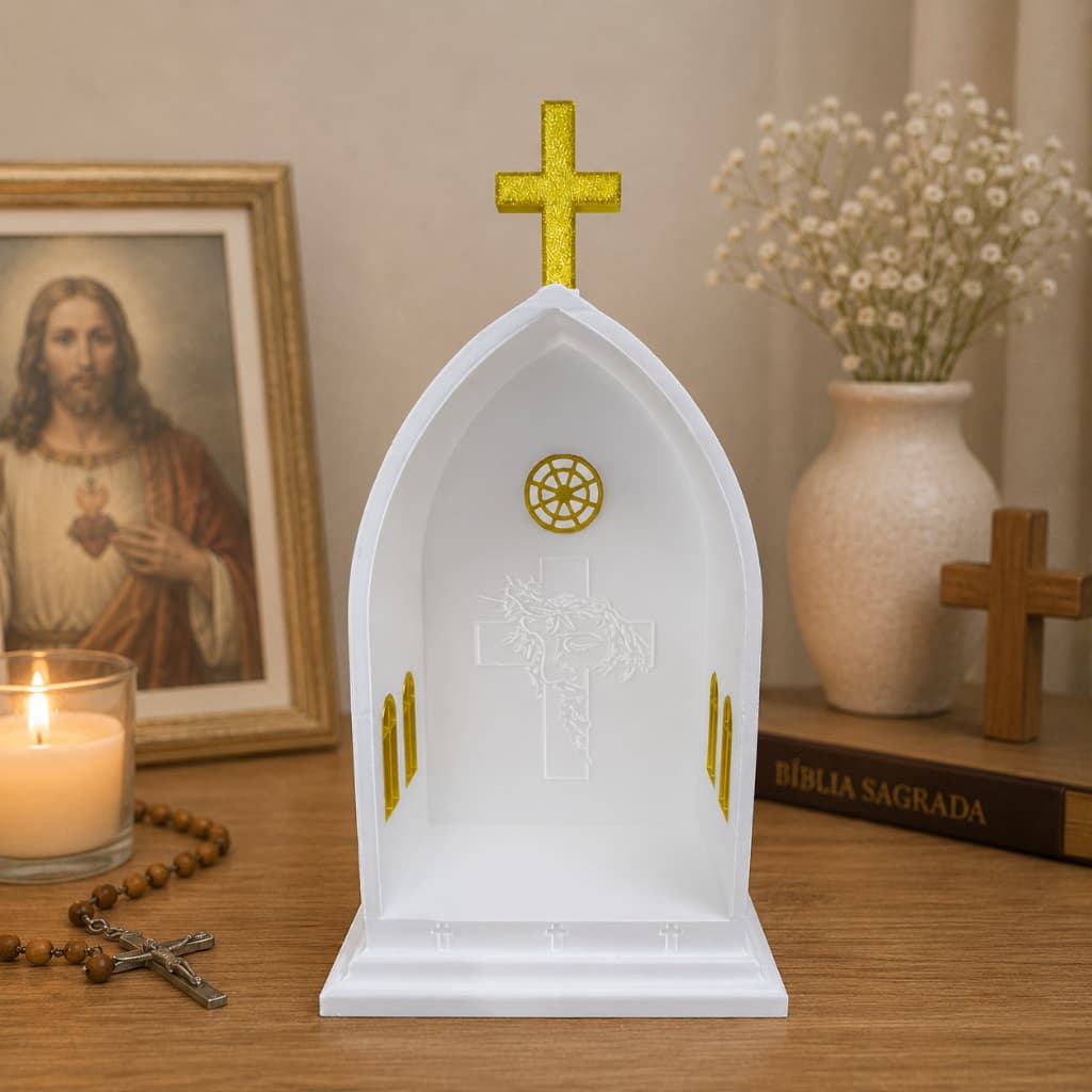Oratório para Imagem Católica Capela Religiosa Decorativa Nicho Religioso Decoração Cristã