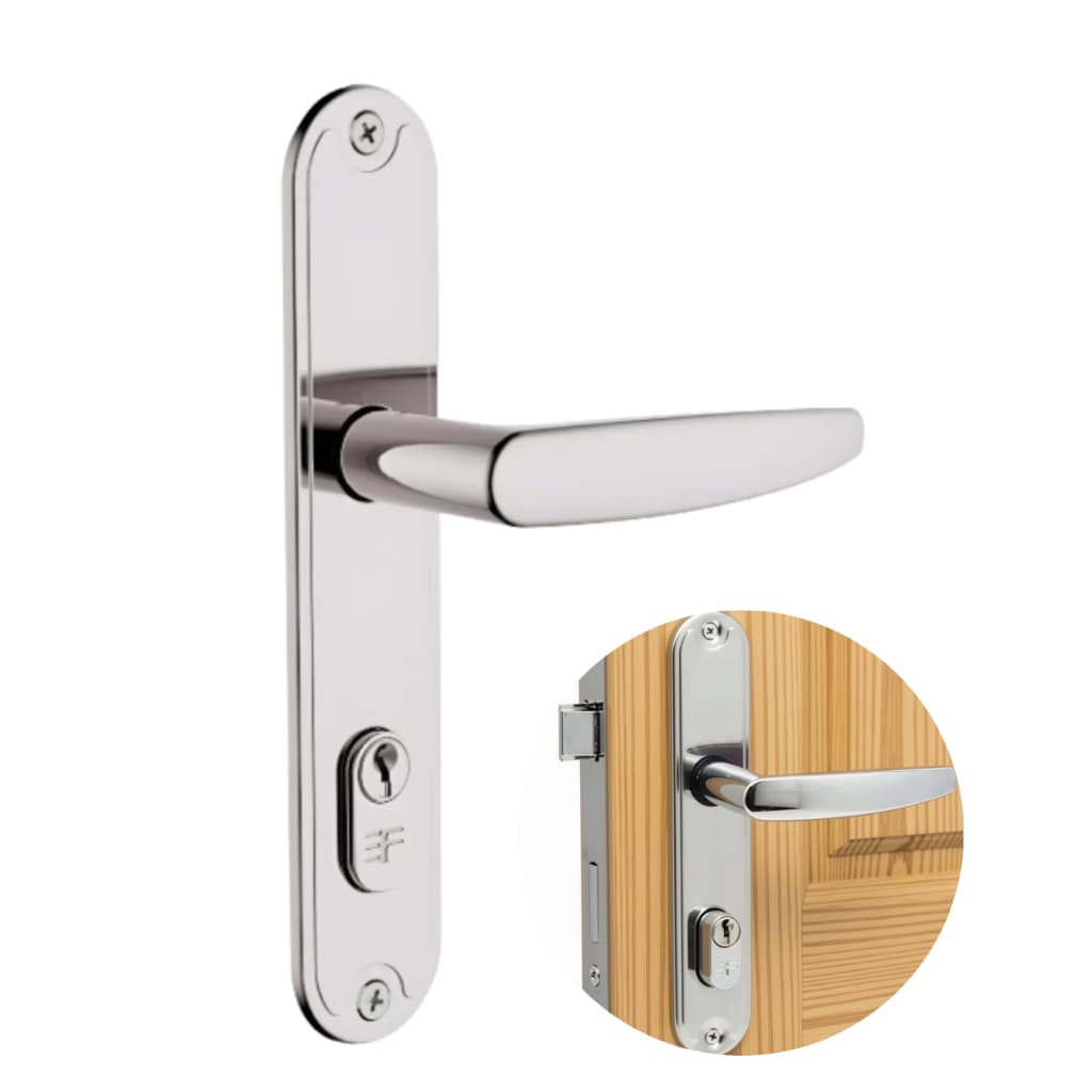 Fechadura 3F para Porta Externa e Banheiro Modelo Stillus 718 Maçaneta Cromada