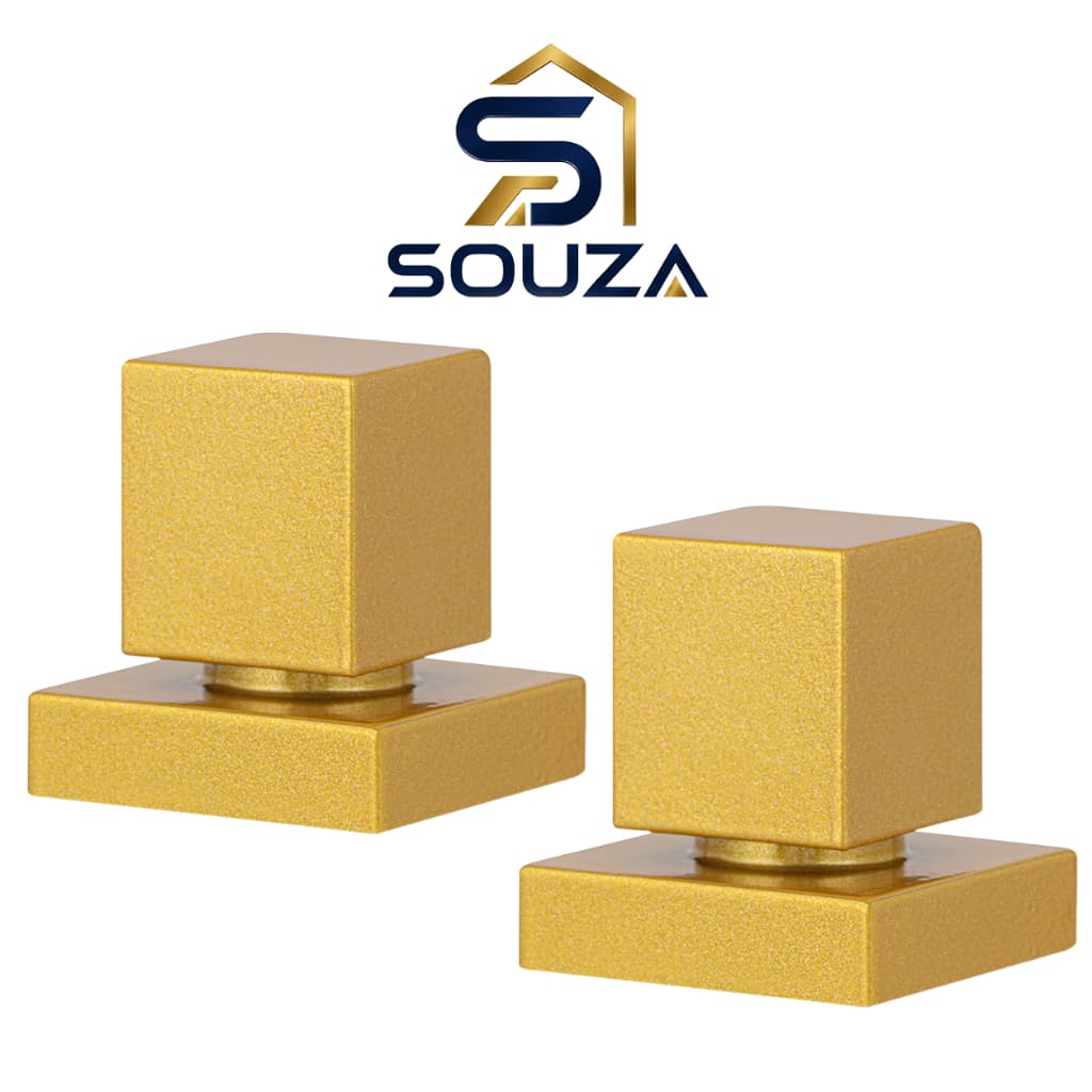 KIT 2 Acabamentos Registro Quadrado Dourado 100% Metal Premium Padrão Deca 1/2 e 3/4 Banheiro