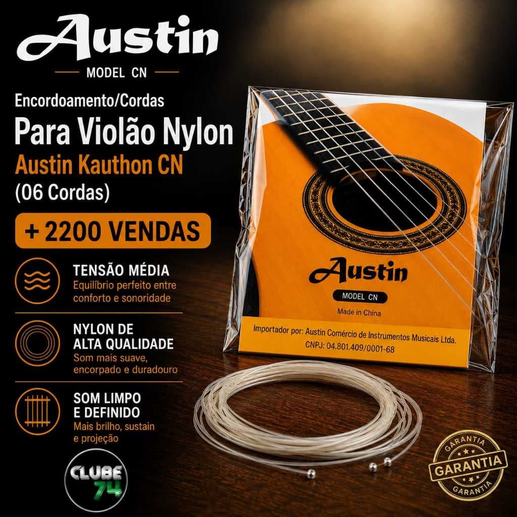 Encordoamento/Cordas Simples Para Violão Nylon Austin Kauthon CN (06 Cordas) + 2200 Vendas