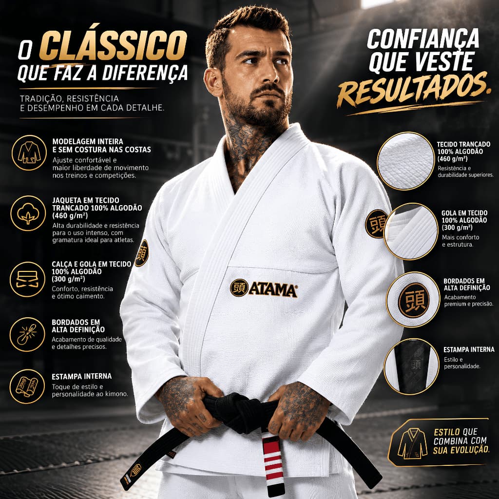 ENVIO IMEDIATO | Kimono branco para jiu jitsu - Atama