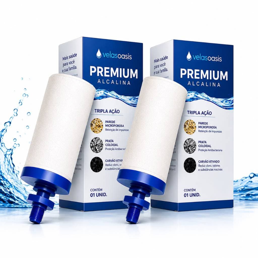 Kit 02 Velas Para Filtro Barro Alcalina Premium Tripla Ação