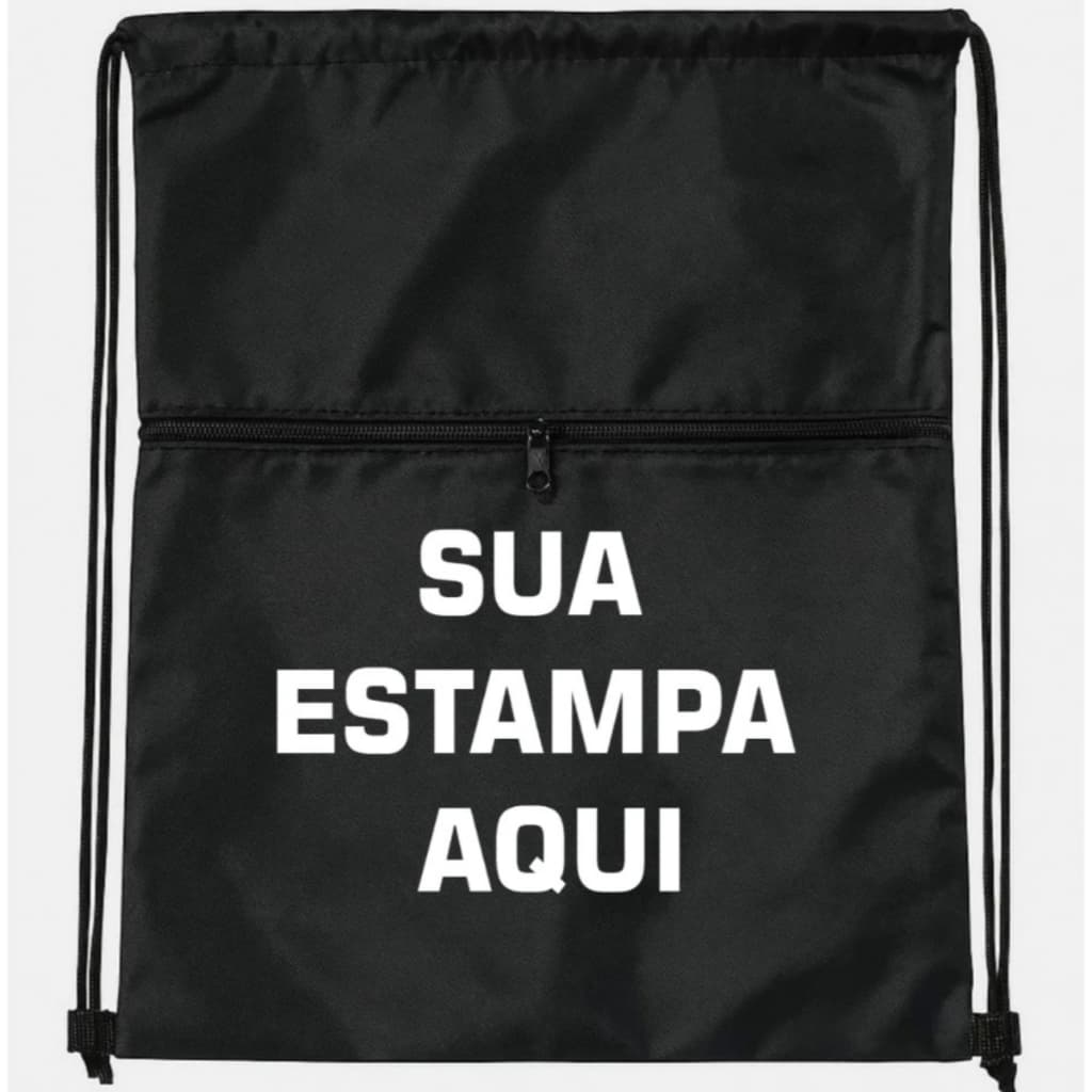 Mochila Bolsa Saco Personalizada Sua Estampa Aqui Academia Escola Passeio Dia a Dia Unissex