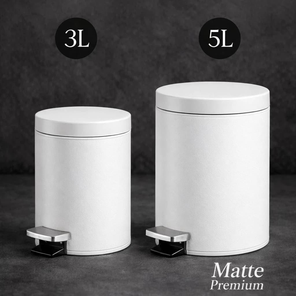 Lixeira Pedal Fosca Matte Branca Balde Removível 3L 5L Banheiro Cozinha Escritório Cesto de Lixo Consultórios
