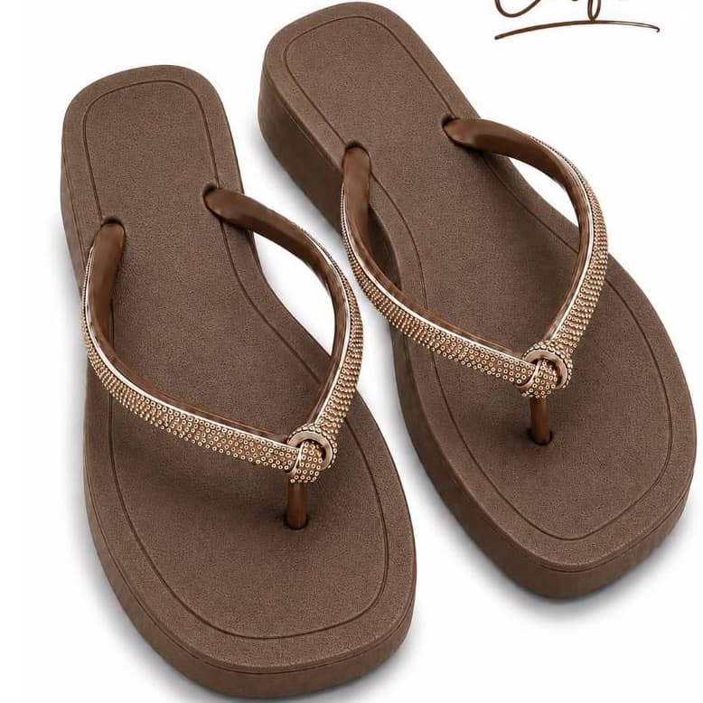 Sandalia Rasteira Strass Nó Lançamento Feminino Tendência Luxo Chinelo Confortável