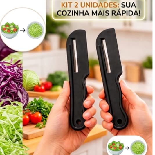 Kit 2 Fatiadores de Legumes Cortador de Verduras Manual Multifuncional Cozinha Prático