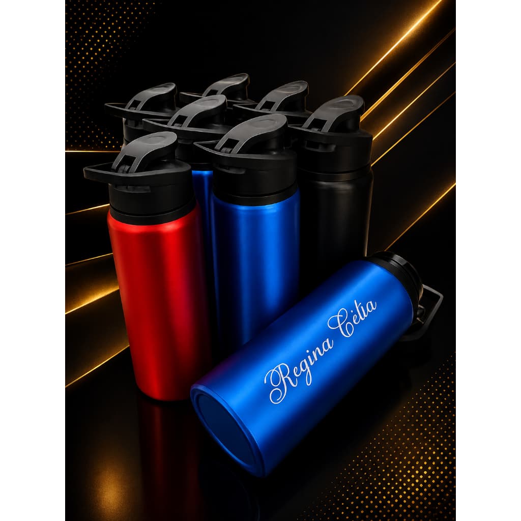 Squeeze Alumínio 650ml Fosca Personalizada, Escola, Academia, Squeeze com Alça Resistente