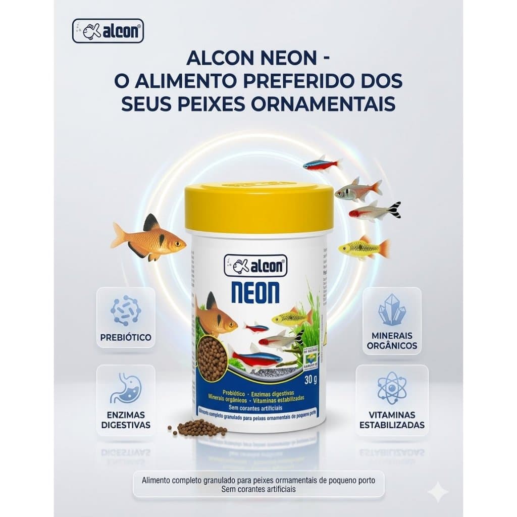 Rações Alcon Neon 30g - Peixes Pequenos - Granulado