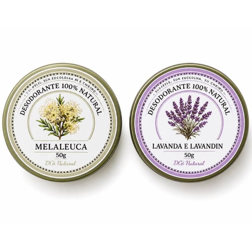 KIT COM 2 DESODORANTES NATURAIS E ARTESANAIS,  50G, CLAREADOR DE AXILAS, FORTE CONTRA ODOR