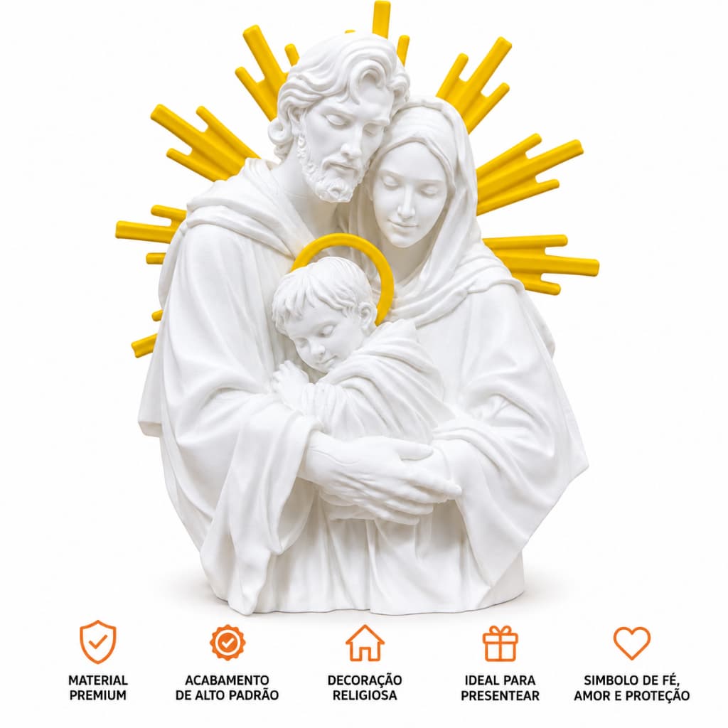 Imagem Sagrada Família 18cm PLA Premium Presente Decoração Religiosa Católica