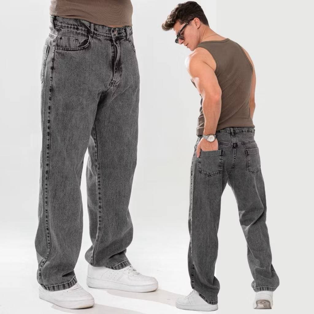 Calça Baggy Balão Jeans Grafite Marmorizada Streetwear Larga Skatista