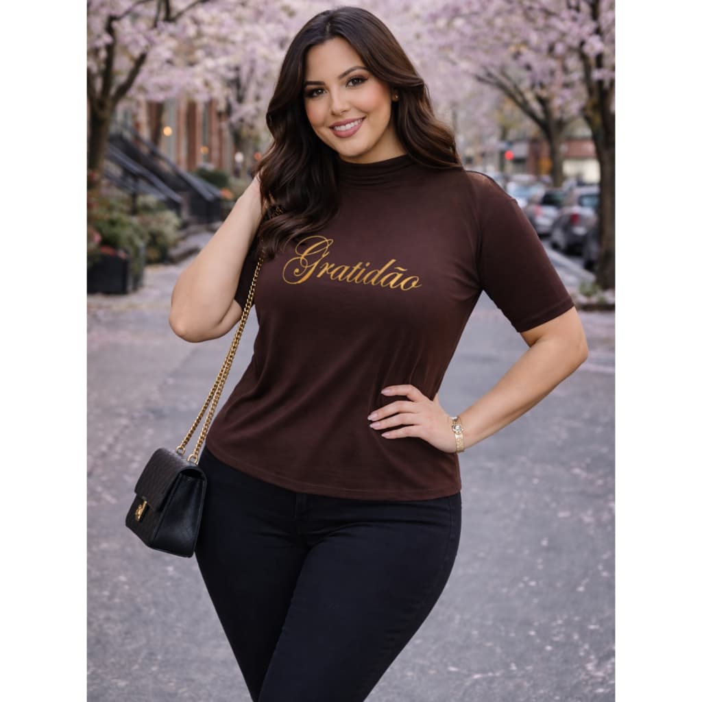 KIT 2 OU 1 UNIDADE Blusa Feminina Estilosa Manga 3/4 Meia Estação Cristã Gratidão Evangelica Tecido Leve e Confortável