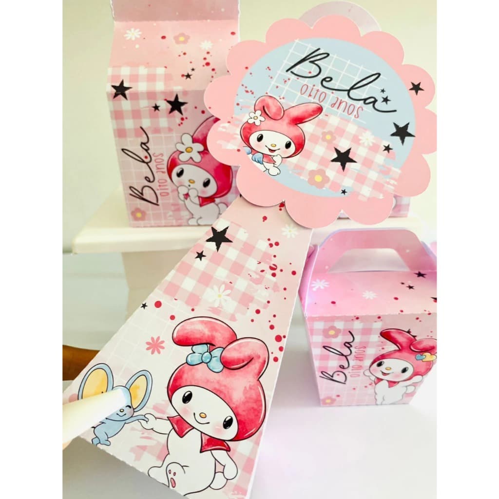 CAIXINHA MELODY - PEGUE E MONTE -  PERSONALIZADAS COM NOME E IDADE - KIT FESTA, ANIVERSARIO, DECORAÇÃO, LEMBRANCINHA