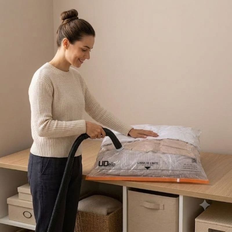 Saco Vacuo Bag Grande 80x100cm Valvula Vedacao Protecao Mofo Poeira Umidade Organizador