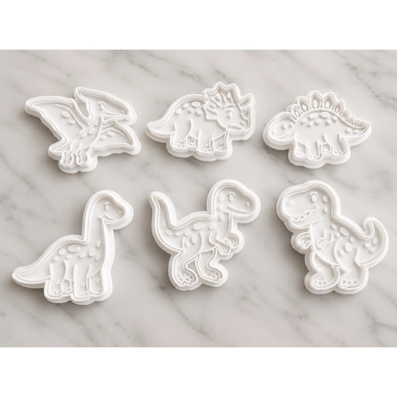 Kit Cortadores de Biscoito Dinossauros 6 Peças | Forminhas para Cookies, Massa Americana e Biscuit