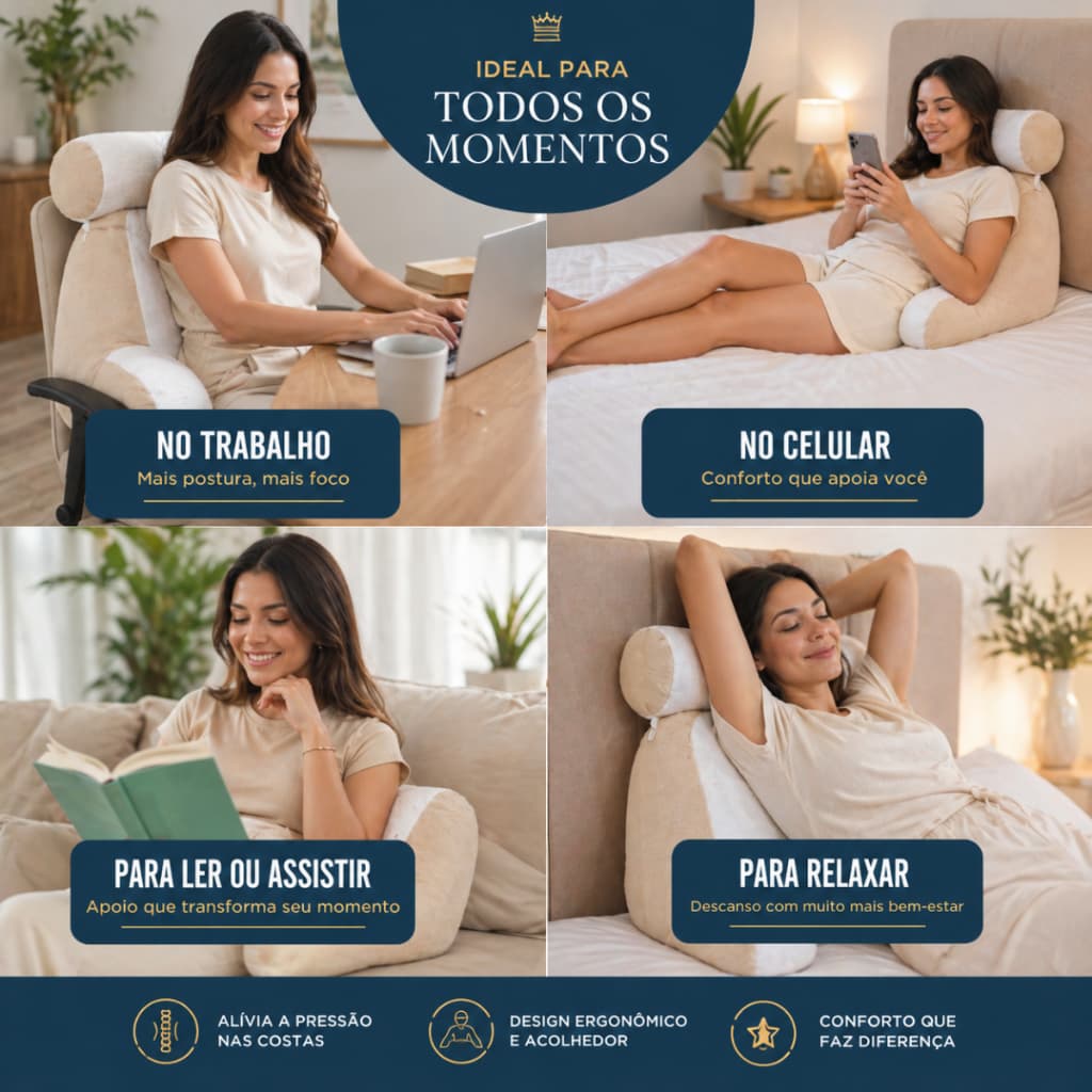 Travesseiro de Encosto Ergonômico Ortopédico Para Descanso Com Conforto