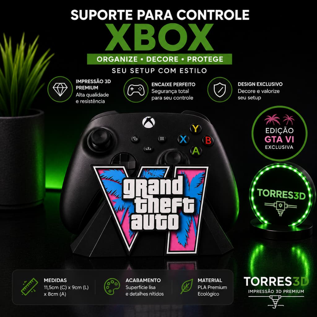Suporte para Controle Xbox Inspirado em GTA VI | Base para Controle Xbox Series X/S e One Impressão 3D