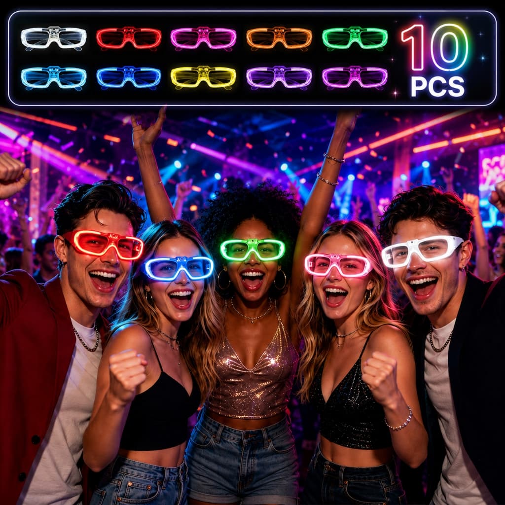 KIT 10 Oculos de Led Neon Pisca Festas Balada Casamentos Rave