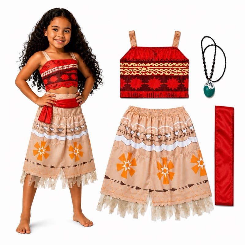 Fantasia Moana Infantil Luxo com Colar