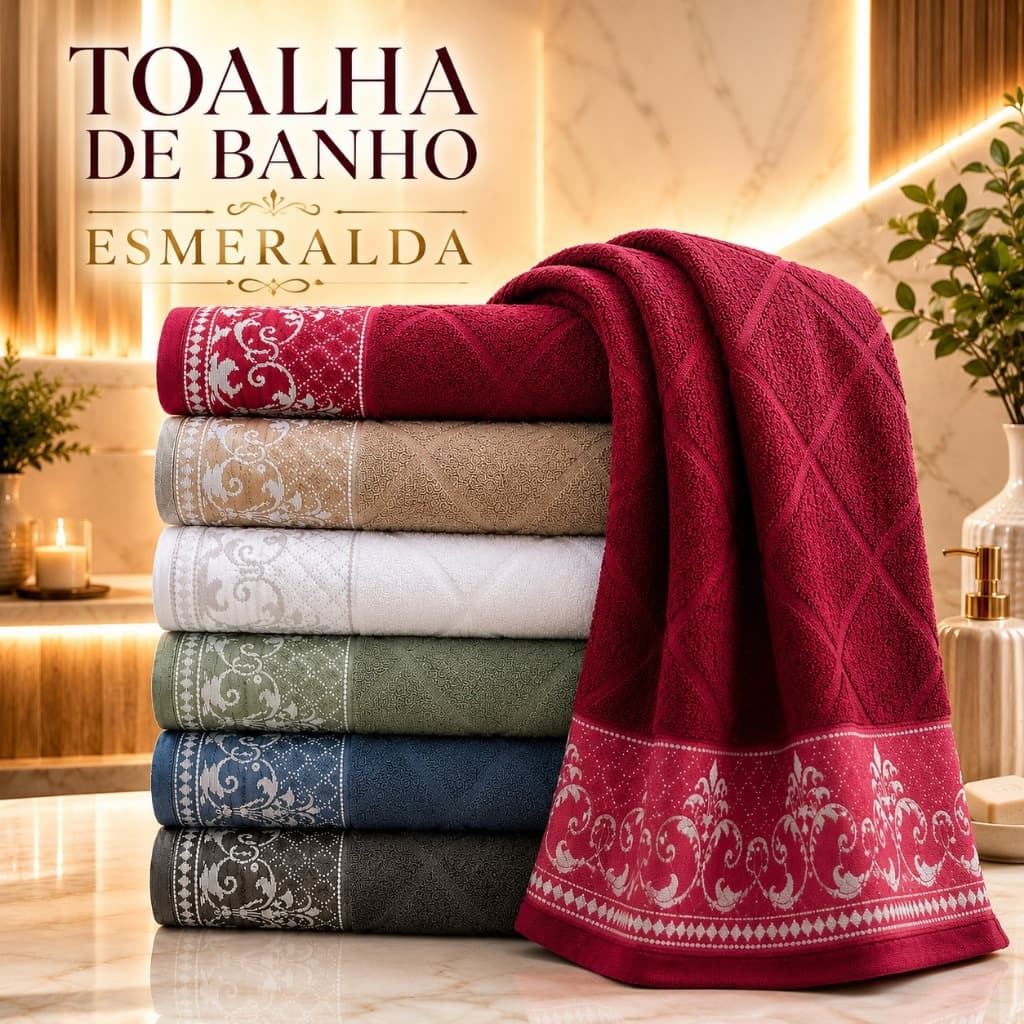 Kit 3 Toalhas de Banho 100% Algodão 75x1,30m Macias Alta Absorção