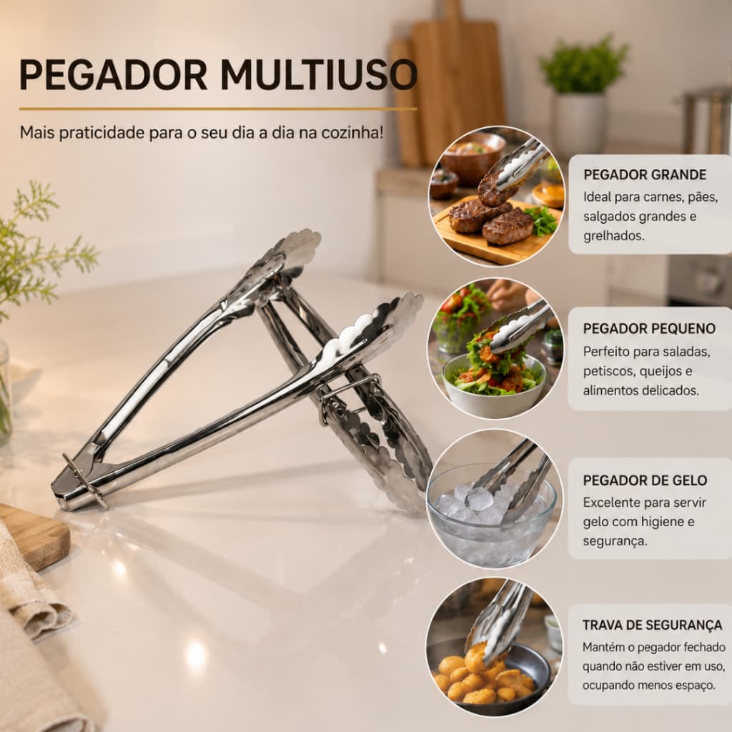 Pegador de Alimentos em Aço Inox